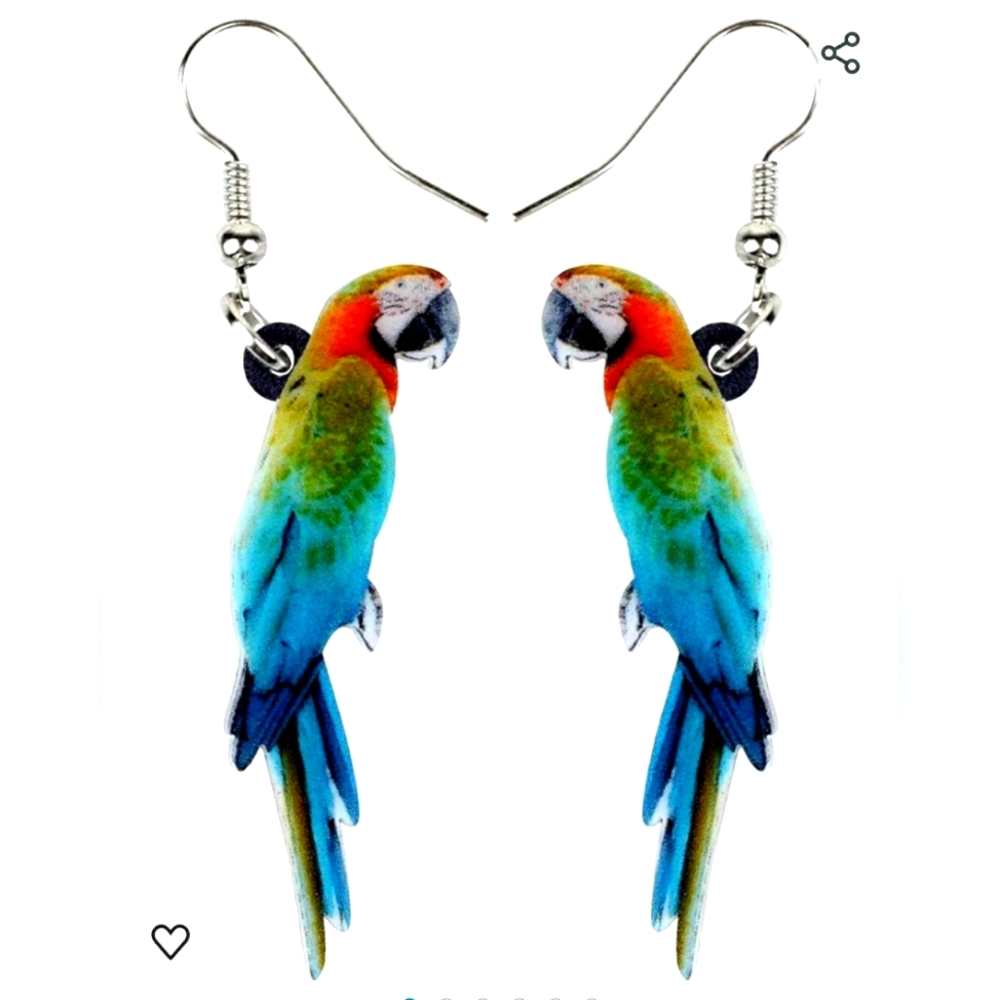 Acrylic Cute Macaw Parrot Bird Earrings Dangle